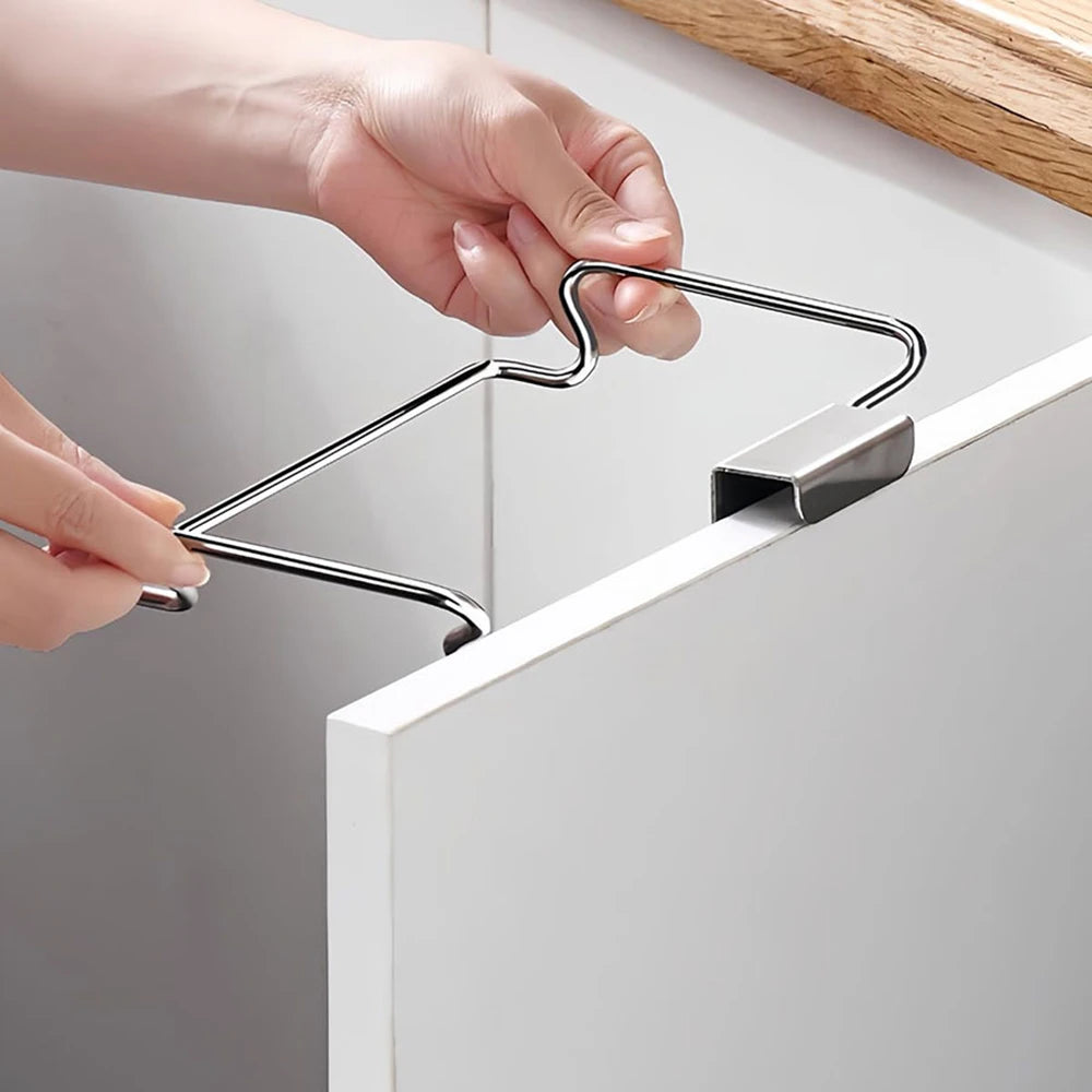 Convenient Hands-Free Kitchen Trash Bag Hanger - Durable Steel