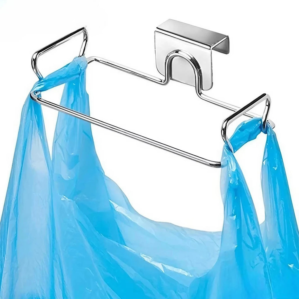 Convenient Hands-Free Kitchen Trash Bag Hanger - Durable Steel