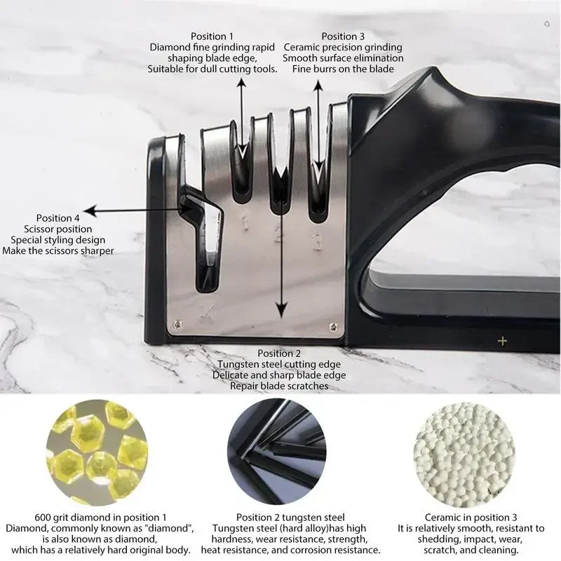 4-in-1 Professional Kitchen Knife Sharpener – Multifunctional & Portable