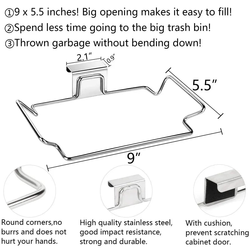 Convenient Hands-Free Kitchen Trash Bag Hanger - Durable Steel