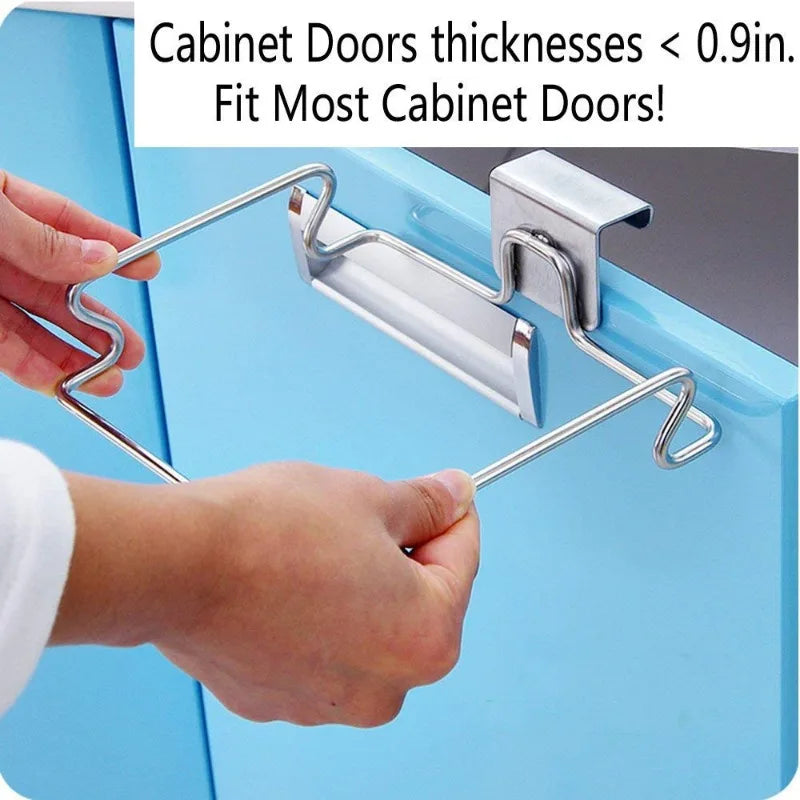 Convenient Hands-Free Kitchen Trash Bag Hanger - Durable Steel