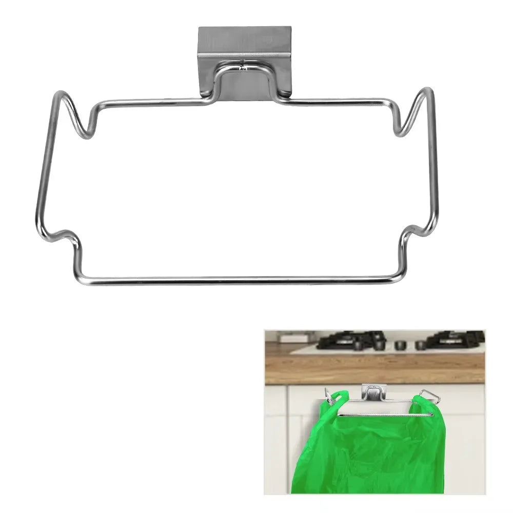 Convenient Hands-Free Kitchen Trash Bag Hanger - Durable Steel