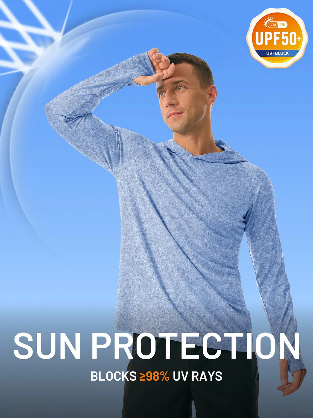 MAGCOMSEN Men Sun Hoodie UPF 50 Long Sleeve Quick Dry Lightweight Fishing Shirt Breathable Hiking Running Swim Rash Guard