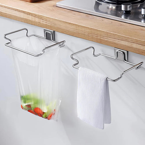 Convenient Hands-Free Kitchen Trash Bag Hanger - Durable Steel