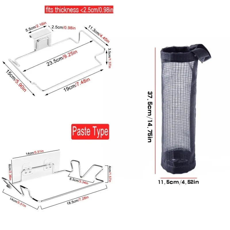 Convenient Hands-Free Kitchen Trash Bag Hanger - Durable Steel