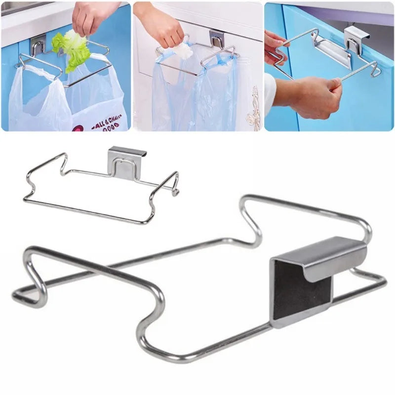 Convenient Hands-Free Kitchen Trash Bag Hanger - Durable Steel