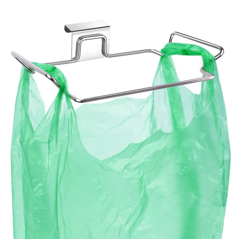 Convenient Hands-Free Kitchen Trash Bag Hanger - Durable Steel